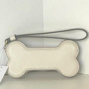 Coach Bone Coin Case Wristlet CCG25 Chalk Glovetanned Leather Gold Halloween